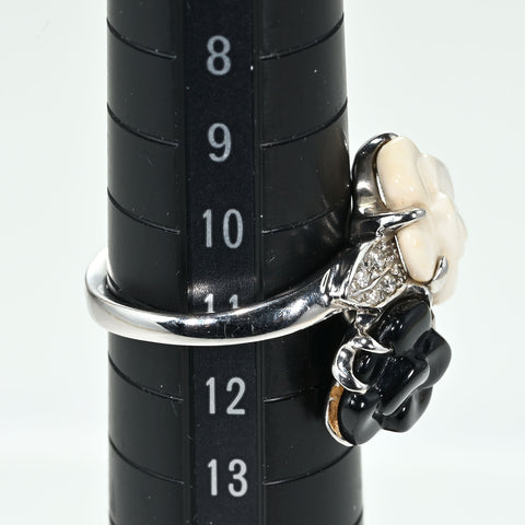 【中古】CHANELシャネル  K18WG ONIX/CHALCEDONY RING オニキス/カルセドニーリング 6.4g #11.5 ONE PRICE