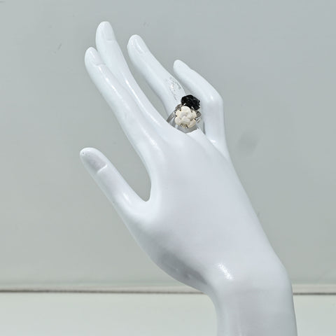【中古】CHANELシャネル  K18WG ONIX/CHALCEDONY RING オニキス/カルセドニーリング 6.4g #11.5 ONE PRICE