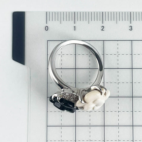 【中古】CHANELシャネル  K18WG ONIX/CHALCEDONY RING オニキス/カルセドニーリング 6.4g #11.5 ONE PRICE