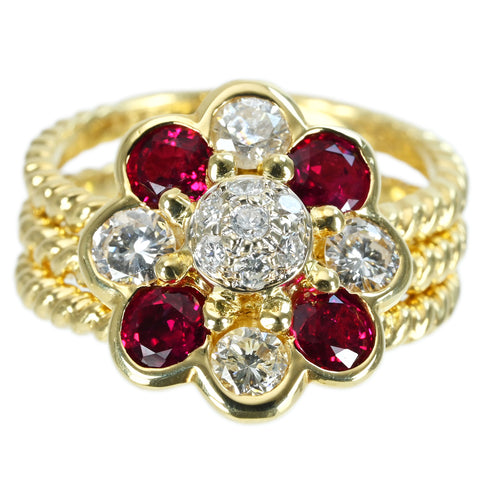 【中古】 K18YG RUBY RING ルビーリング R1.35ct D0.78ct 10.0g #10