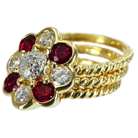 【中古】 K18YG RUBY RING ルビーリング R1.35ct D0.78ct 10.0g #10