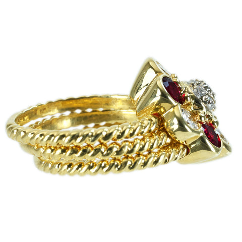 【中古】 K18YG RUBY RING ルビーリング R1.35ct D0.78ct 10.0g #10