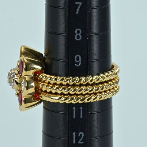 【中古】 K18YG RUBY RING ルビーリング R1.35ct D0.78ct 10.0g #10