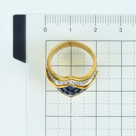 [Pre-owned] K20YG SAPPHIRE DIAMOND RING Invisible Setting Sapphire/Diamond Ring 8.0g #12 