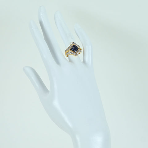 [Pre-owned] K20YG SAPPHIRE DIAMOND RING Invisible Setting Sapphire/Diamond Ring 8.0g #12 