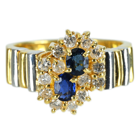【中古】K18/PT900 SAPPHIRE RING サファイアリング S0.50ct D0.43ct 6.9g #11.5