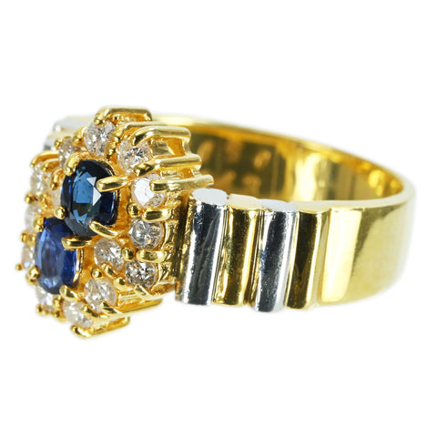 【中古】K18/PT900 SAPPHIRE RING サファイアリング S0.50ct D0.43ct 6.9g #11.5