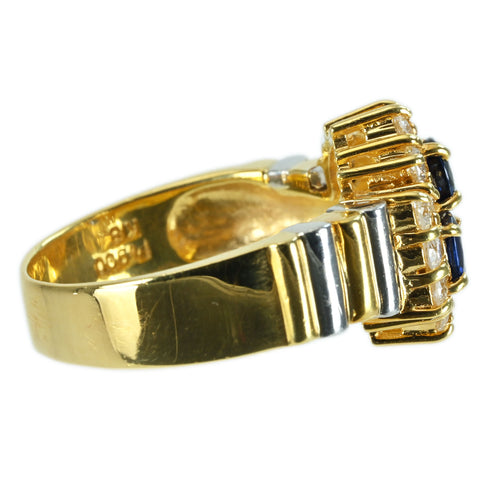 【中古】K18/PT900 SAPPHIRE RING サファイアリング S0.50ct D0.43ct 6.9g #11.5