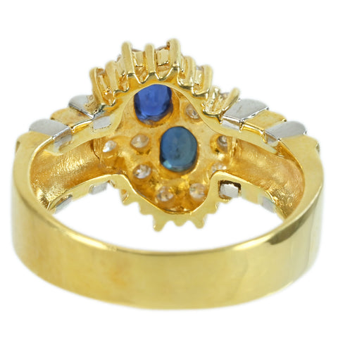 【中古】K18/PT900 SAPPHIRE RING サファイアリング S0.50ct D0.43ct 6.9g #11.5