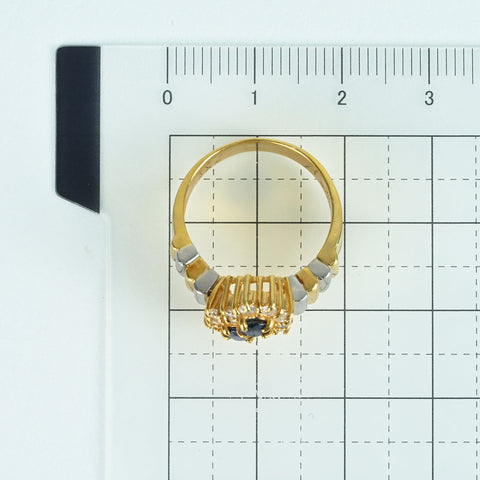 【中古】K18/PT900 SAPPHIRE RING サファイアリング S0.50ct D0.43ct 6.9g #11.5