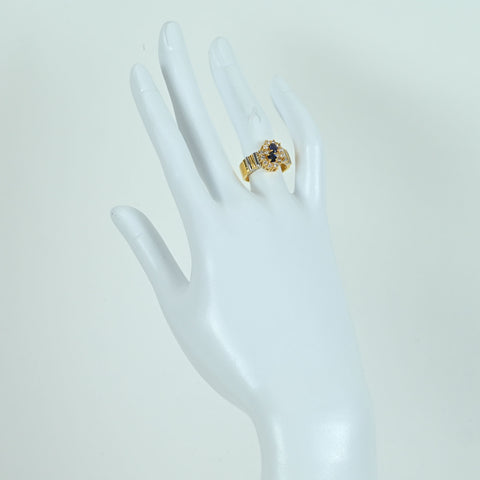 【中古】K18/PT900 SAPPHIRE RING サファイアリング S0.50ct D0.43ct 6.9g #11.5