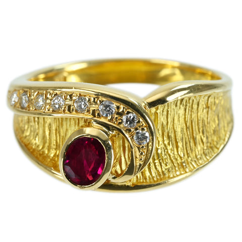 【中古】K18YG RUBY RING ルビーリング R0.25ct D0.09ct 5.8g #11