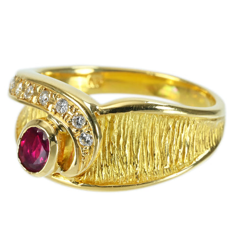 【中古】K18YG RUBY RING ルビーリング R0.25ct D0.09ct 5.8g #11