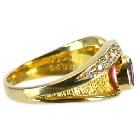 【中古】K18YG RUBY RING ルビーリング R0.25ct D0.09ct 5.8g #11