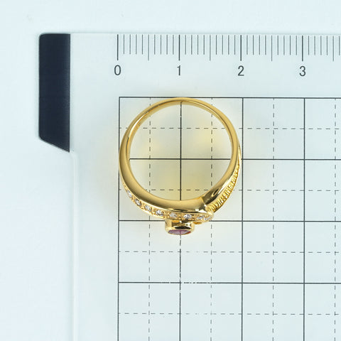 【中古】K18YG RUBY RING ルビーリング R0.25ct D0.09ct 5.8g #11