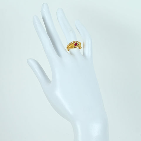【中古】K18YG RUBY RING ルビーリング R0.25ct D0.09ct 5.8g #11