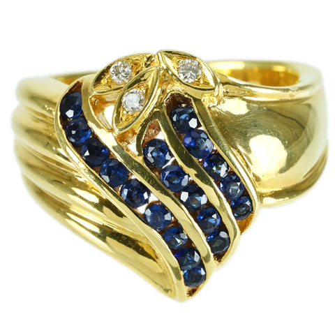 【中古】K18YG SAPPHIRE RING サファイアリング S0.70ct D0.05ct 11.6g #12.5