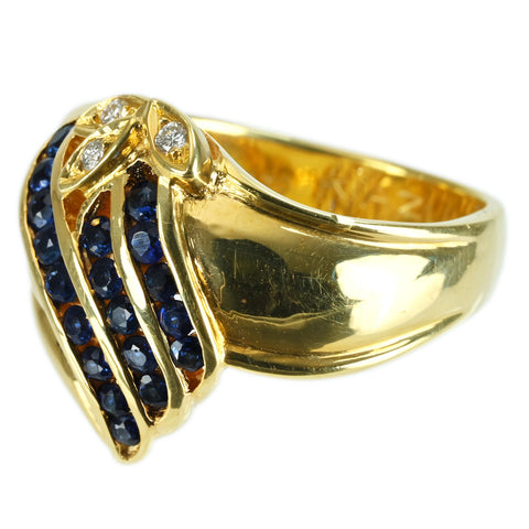 【中古】K18YG SAPPHIRE RING サファイアリング S0.70ct D0.05ct 11.6g #12.5