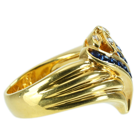 【中古】K18YG SAPPHIRE RING サファイアリング S0.70ct D0.05ct 11.6g #12.5