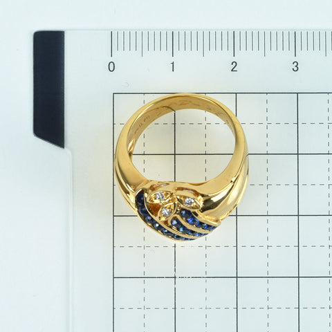 【中古】K18YG SAPPHIRE RING サファイアリング S0.70ct D0.05ct 11.6g #12.5