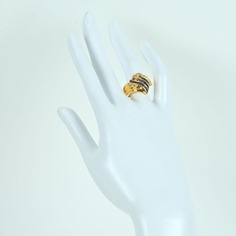 【中古】K18YG SAPPHIRE RING サファイアリング S0.70ct D0.05ct 11.6g #12.5