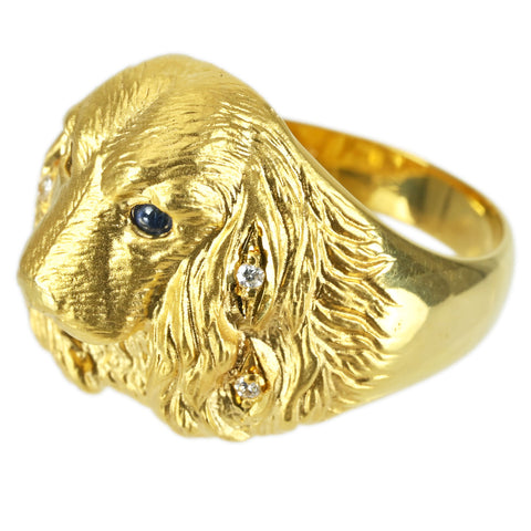 【中古】K18YG SAPPHIRE RING サファイアリング D0.02ct 5.6g #11.5