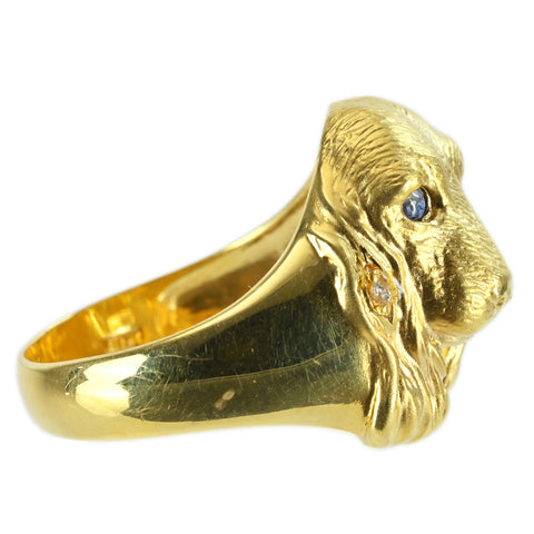 【中古】K18YG SAPPHIRE RING サファイアリング D0.02ct 5.6g #11.5