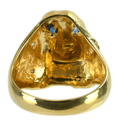 【中古】K18YG SAPPHIRE RING サファイアリング D0.02ct 5.6g #11.5