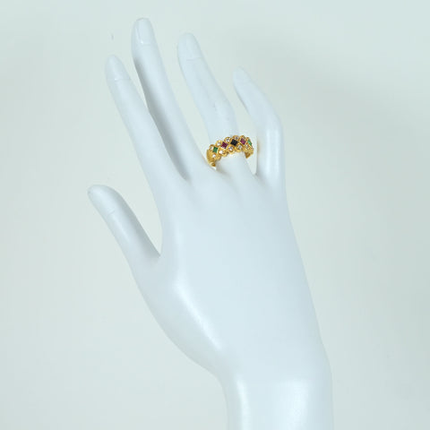 【中古】 K18YG MULTI COLOR STONE RING エメラルド/ルビー/サファイア/ダイヤモンドリング 0.53ct WS0.39ct 4.4g #12