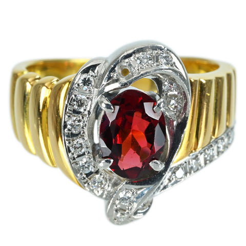 【中古】K18/PT900 GARNET RING ガーネットリング D0.20 8.9g #13