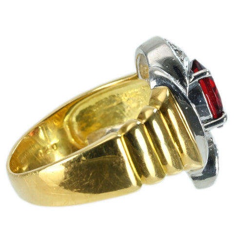 【中古】K18/PT900 GARNET RING ガーネットリング D0.20 8.9g #13