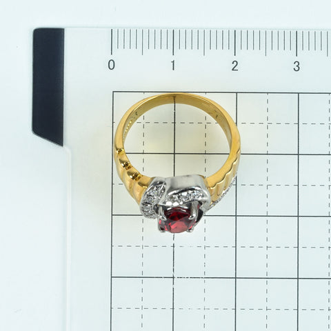 【中古】K18/PT900 GARNET RING ガーネットリング D0.20 8.9g #13