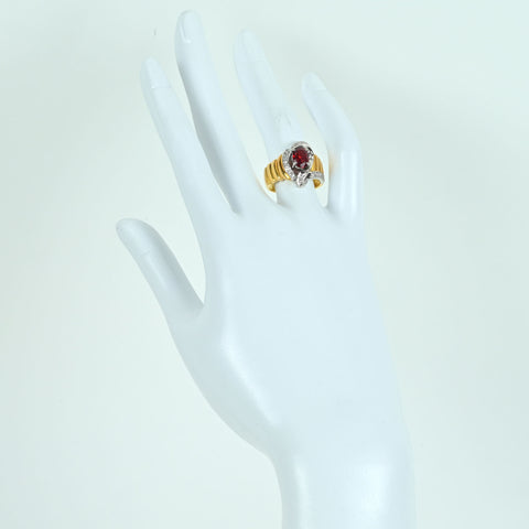【中古】K18/PT900 GARNET RING ガーネットリング D0.20 8.9g #13