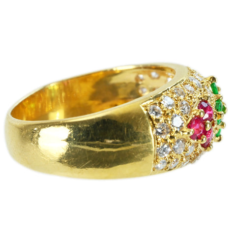 【Used】 K18YG MULTI COLOR STONE RING Emerald/Ruby/Sapphire/Diamond Ring 4.6g #8