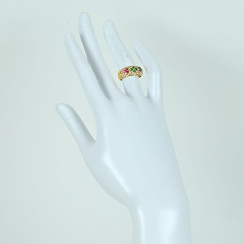 【Used】 K18YG MULTI COLOR STONE RING Emerald/Ruby/Sapphire/Diamond Ring 4.6g #8