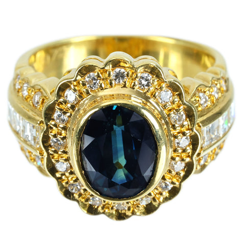 【中古】K18YG SAPPHIRE RING サファイアリング S2.50ct D0.72ct 7.8g #9