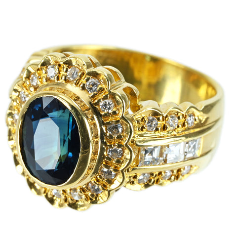 【中古】K18YG SAPPHIRE RING サファイアリング S2.50ct D0.72ct 7.8g #9