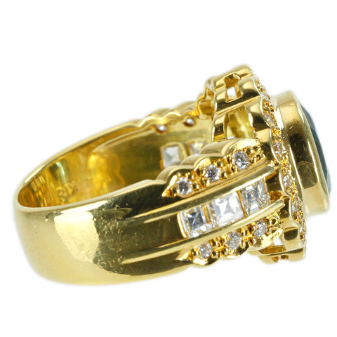 【中古】K18YG SAPPHIRE RING サファイアリング S2.50ct D0.72ct 7.8g #9