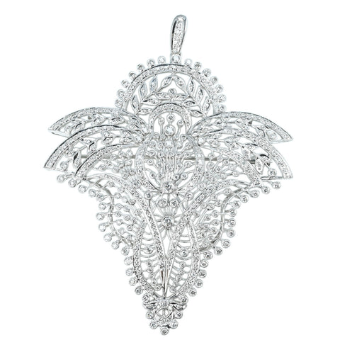 【中古】K18WG DIAMOND BROOCH PENDANTダイヤモンドブローチ兼用ペンダント D3.15ct 25.0g
