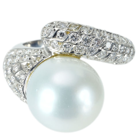 【中古】 PT900 SOUTH SEA PEARL RING 白蝶南洋パールリング P12.6mm D1.00ct 14.3g #11.5