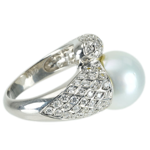 【中古】 PT900 SOUTH SEA PEARL RING 白蝶南洋パールリング P12.6mm D1.00ct 14.3g #11.5