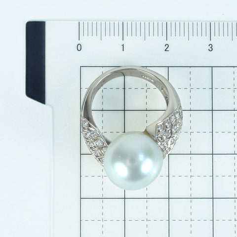 【中古】 PT900 SOUTH SEA PEARL RING 白蝶南洋パールリング P12.6mm D1.00ct 14.3g #11.5