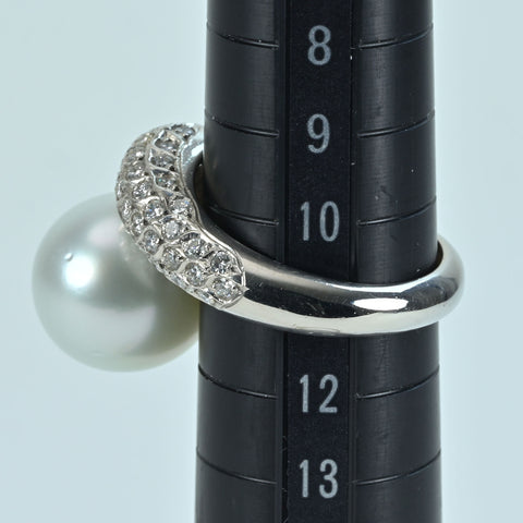 【中古】 PT900 SOUTH SEA PEARL RING 白蝶南洋パールリング P12.6mm D1.00ct 14.3g #11.5