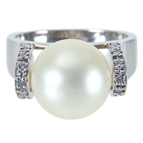 [Used] PT900 SOUTH SEA PEARL RING White South Sea Pearl Ring P11.8mm D0.26ct 13.7g #14 