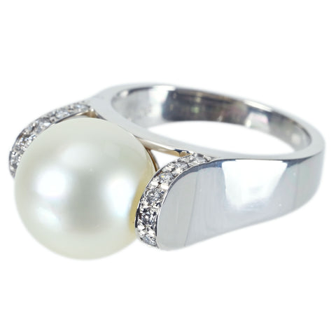[Used] PT900 SOUTH SEA PEARL RING White South Sea Pearl Ring P11.8mm D0.26ct 13.7g #14 