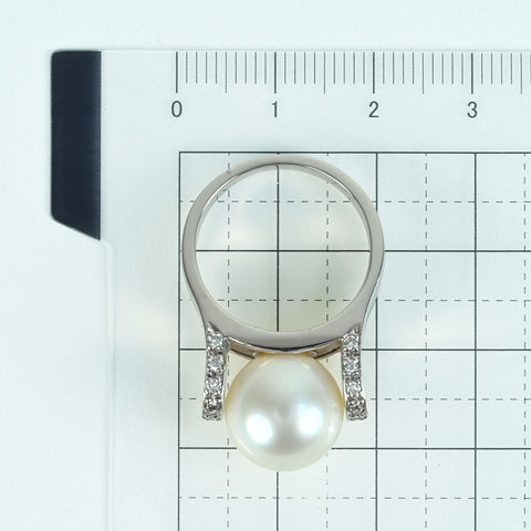 [Used] PT900 SOUTH SEA PEARL RING White South Sea Pearl Ring P11.8mm D0.26ct 13.7g #14 