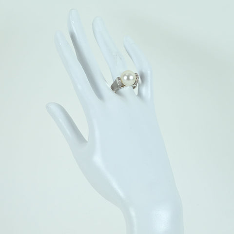 [Used] PT900 SOUTH SEA PEARL RING White South Sea Pearl Ring P11.8mm D0.26ct 13.7g #14 