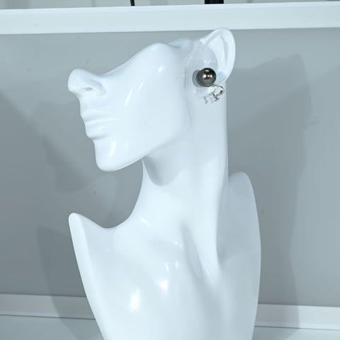 【中古】 K14WG TAHITIAN PEARL EARRINGS 黒蝶パールイヤリング 13.0mm 7.7g
