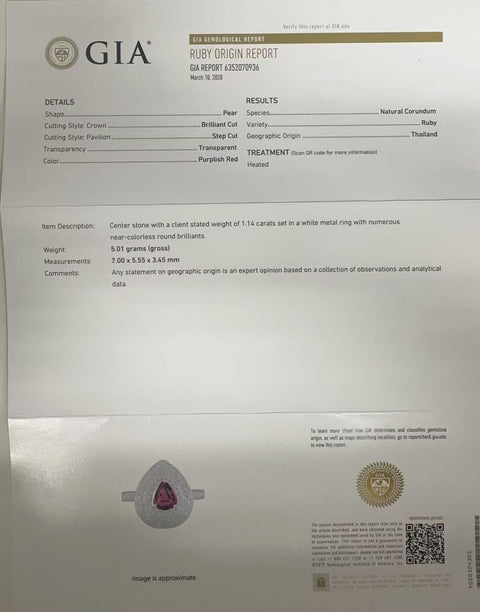 【中古】PT900 RUBY RING タイ産 ルビーリング R1.143ct D0.53ct GIA鑑別書 4.9g #11.5