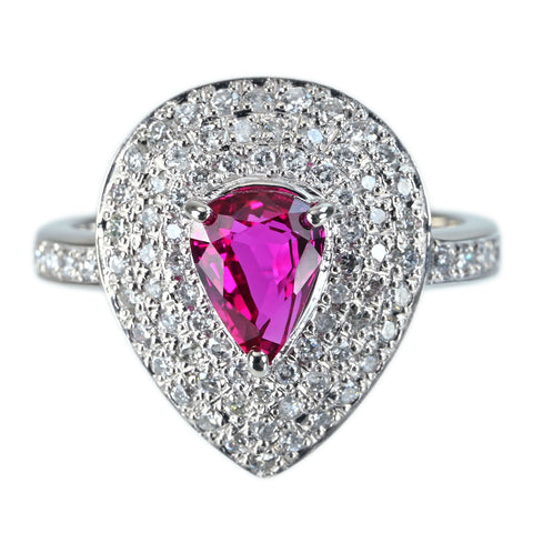 【中古】PT900 RUBY RING タイ産 ルビーリング R1.143ct D0.53ct GIA鑑別書 4.9g #11.5